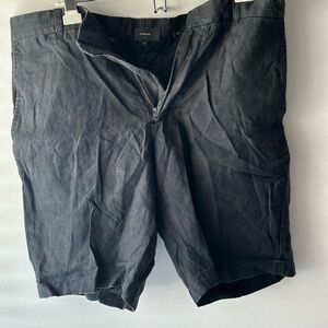VINCE Black Flat Front Linen/Cotton Shorts